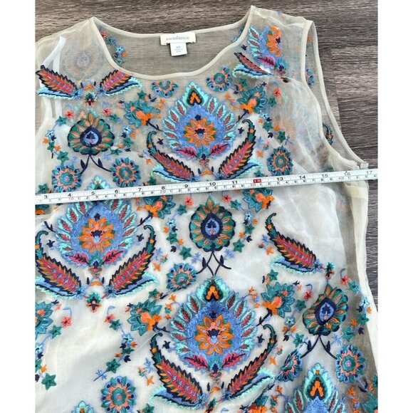 Sundance Catalog Top Women’s Sz XS  Thermal BOHO Embroidered Shirt Blue Summer - Picture 6 of 14